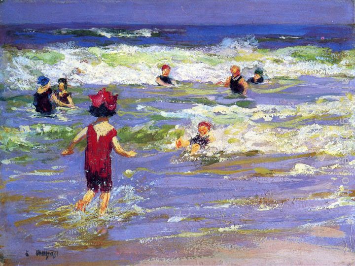 Little Sea Bather painting - Edward Potthast Little Sea Bather art painting